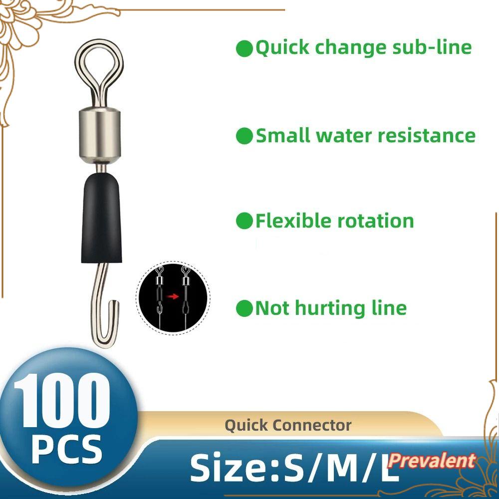 Preva 100Pcs 8-Ring Konektor Multi Ukuran Tahan Lama Perubahan Cepat Bantalan Barel Memancing Hook Aksesoris