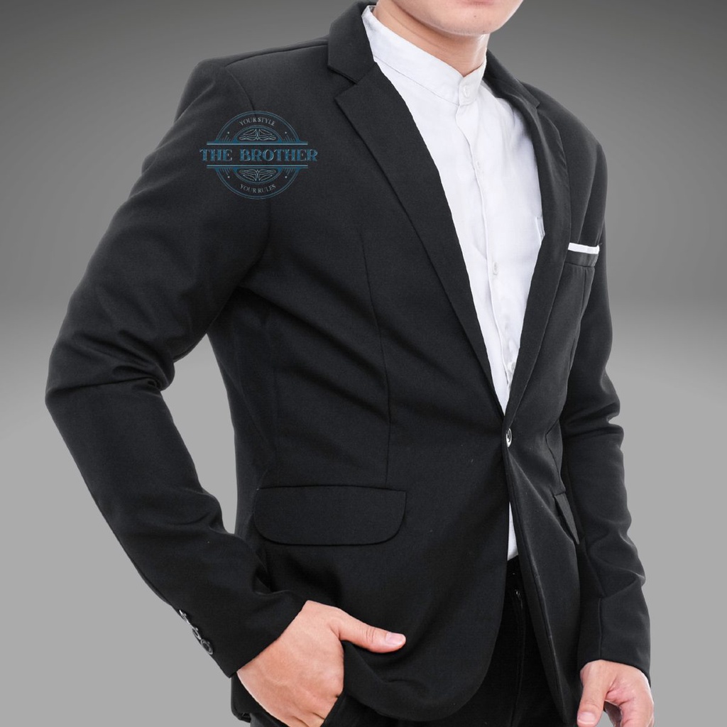 Jual Jas Pria Hitam Casual Slim Fit Kantor Formal Keren Original