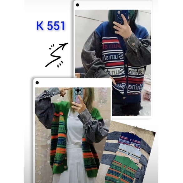 ATASAN RAJUT KOMBINASI JEANS IMPORT PREMIUM