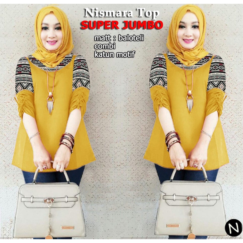 PIK - Nismara top XL, XXL, 3XL/  Tunik Wanita Muslim/ Tunik Wanita Jumbo/Fashion Muslim Wanita