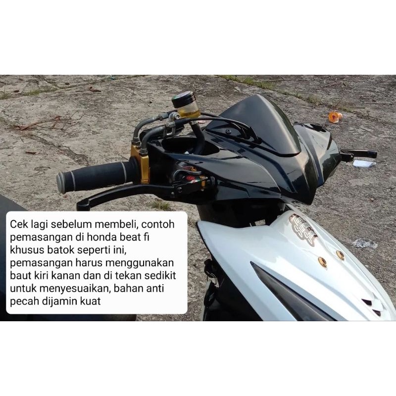 Visor batok kepala honda beat fi lama bahan tebal hitam kilap plus lem 3m double tape