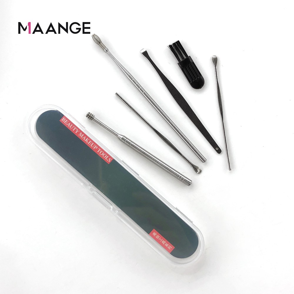 MAANGE3039  6pcs Alat Korek Kuping Telinga Pembersih Kotoran Ear Wax Stainless Steel Besi Earwax Alat Pembersih Telinga