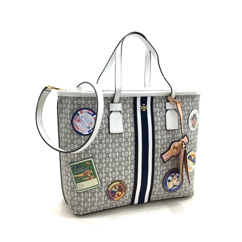 Tory Burch Gemini Link Canvas Patches Small Tote