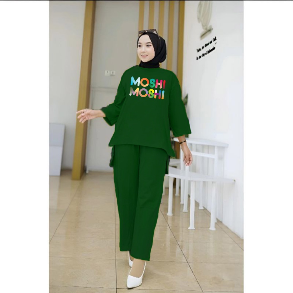 Setelan Tunik Muslim MOSHI MOSHI/ Blouse Wanita