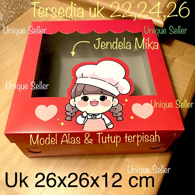 [10 pcs] Dus Box Kotak Hampers Merah CHEF 26x26x12 isi 10 Pcs / Dus Box Kotak Lamaran 26x26 x 12 cm / Dus Box Kotak Roti Kue Tunangan Tingjing Imlek Merah Motif 26x26x12 cm / Dus Box Kotak Motif Lucu Uk 26 x 26 x 12 cm