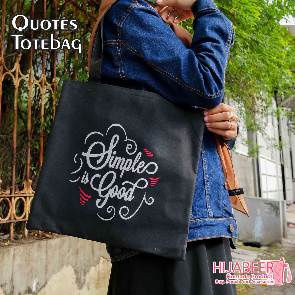 Tote Bag Sablon - Bahan Dinir D300 - Tote bag Custom - Tas Tangan