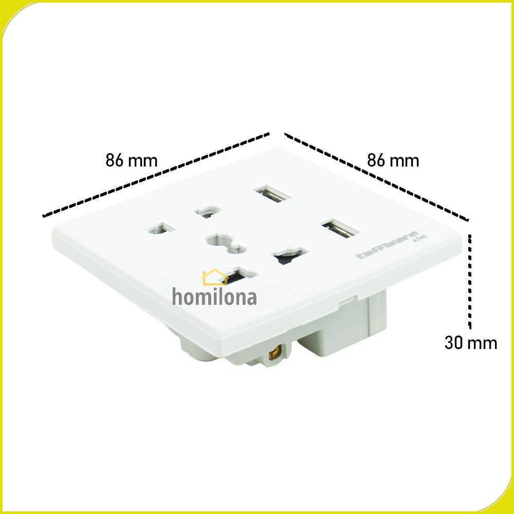 Taffware Stop Kontak Universal UK EU US &amp; 2 USB Port - ATH1