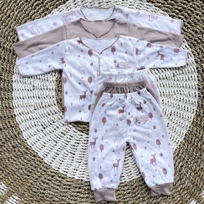 3 PCS Baju Bayi Lengan Panjang + Celana Panjang Bayi Baru Lahir Baju Bayi Setelan Warna Taro Celana Bayi Newborn Hampers Bayi Hadiah Lahiran Bayi DNW BABY