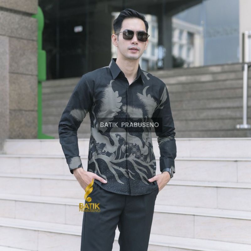 Baju Kemeja Batik Pria Lengan Panjang Slim Fit Premium Modern Full Furing