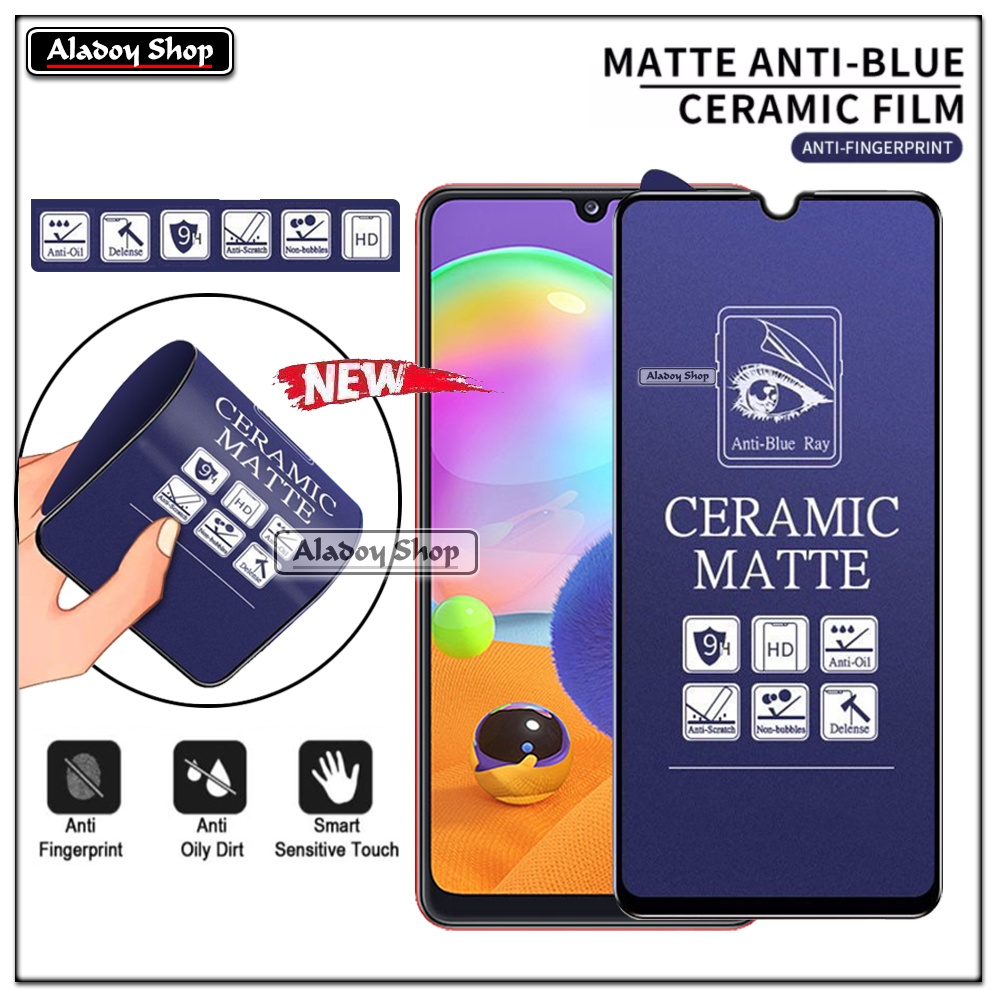 PAKET 3IN1 Anti Gores Blue Matte Anti Glare Samsung A31 + Tempered Glass Camera dan Skin Carbon