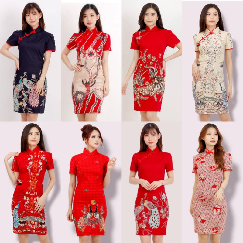BATIK WANITA  - DRESS BATIK CEONGSAM WANITA CK899-032 MK - BAHAN BATIK STRETCH ( BAHAN BISA MELAR )