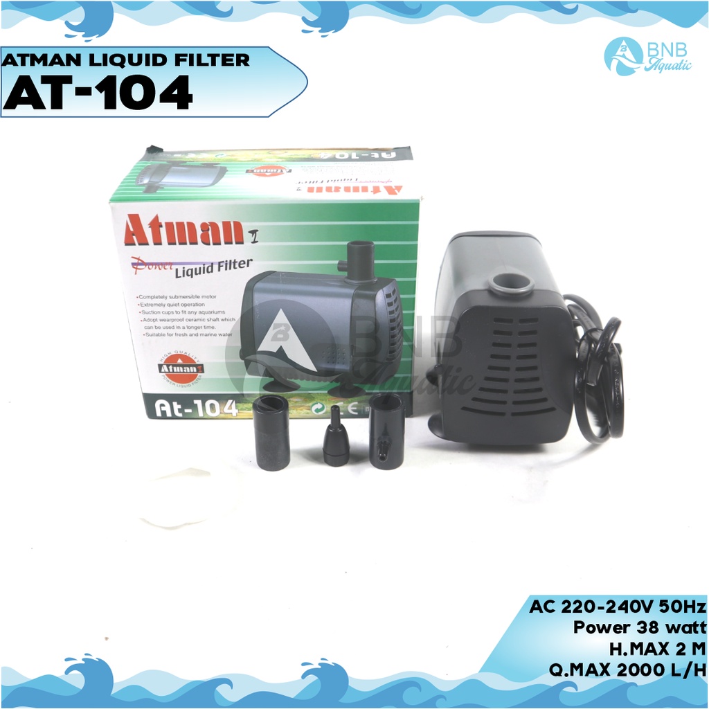 Atman AT 104 Power Head Pompa Air Celup Filter Aquarium Kolam Hidroponik  Atman AT-104 AT104
