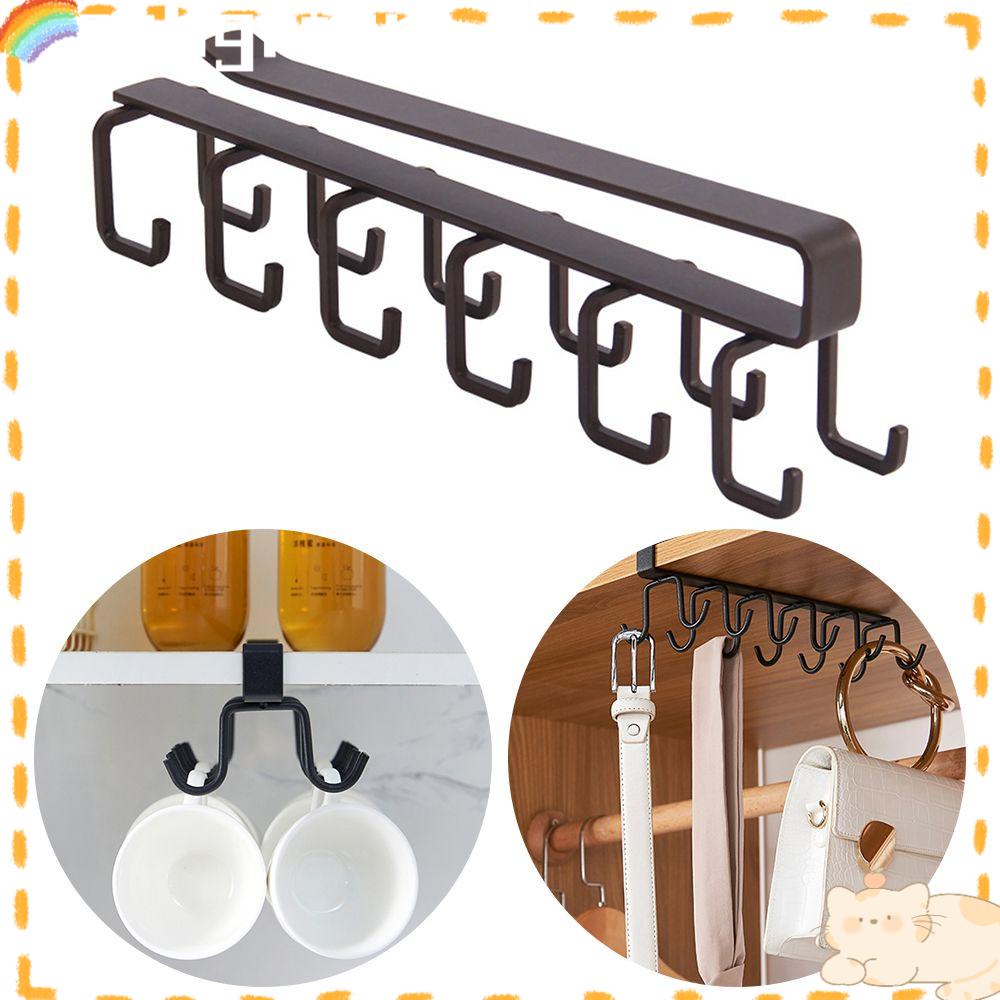 Solighter Mug Cangkir Rak Lemari Dua Baris Dapur Organize Kabinet Hook Rak Penyimpanan