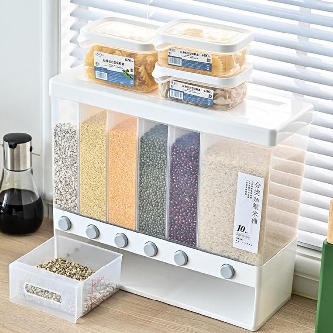Dispenser kacang-kacangan/dispenser beras/dispenser biji-bijian/6sekat