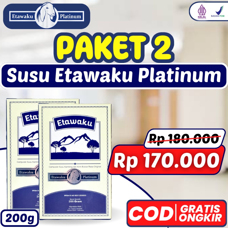 

2 BOX ETAWAKU PLATINUM - Susu Kambing Etawa Asli Original Provit & Krimer Bubuk Solusi Atasi Masalah Pernapasan dan Tulang serta Sendi