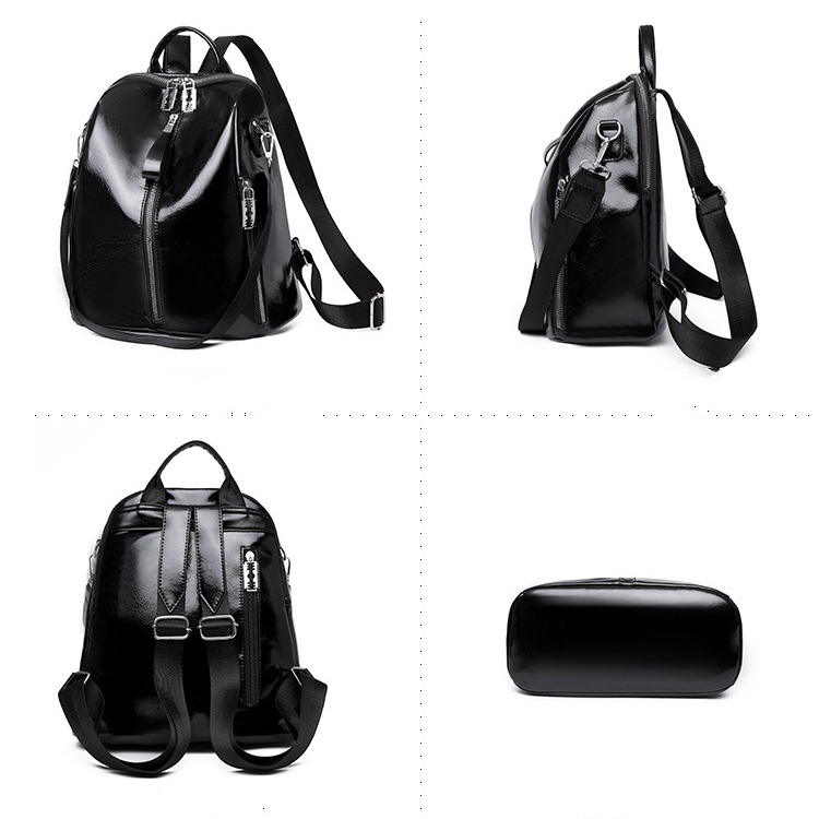 TAS RANSEL WANITA IMPORT KULIT HITAM GLOSSY ALSACE TA720B5 BACKPACK KOREA SEKOLAH GENDONG PUNGGUNG KULIAH KERJA CEWEK MURAH BRANDED FASHION REMAJA KEKINIAN SIMPLE CASUAL BATAM PREMIUM