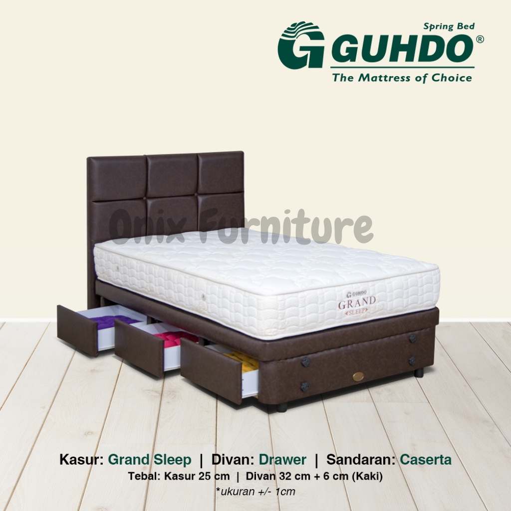 Springbed Gudho Base Drawer Caserta Grand FULLSET 120x200 Brown