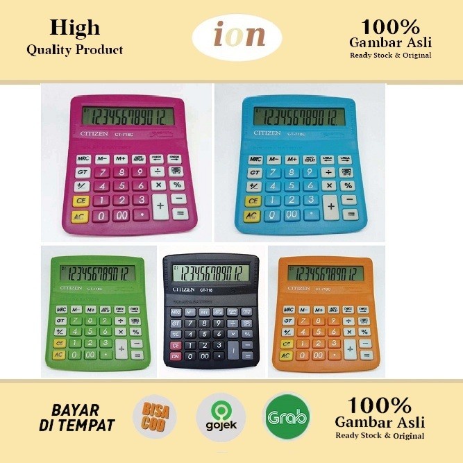 

HEMAT Citizen CT-718C Electronic Calculator - Kalkulator 12 Digits