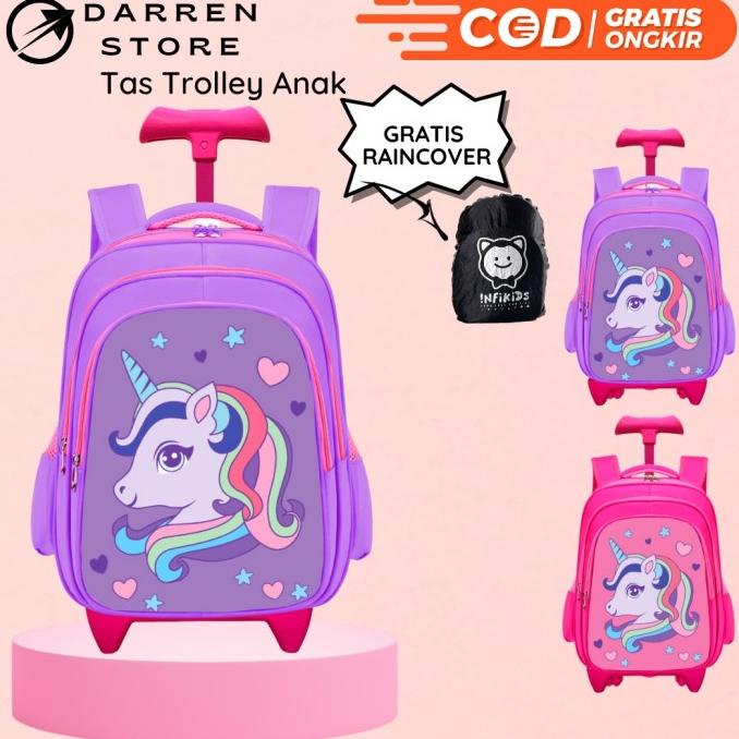 Trolley Tas Anak SD 3012 Tas Koper Anak Perempuan Sekolah SD Unicorn
