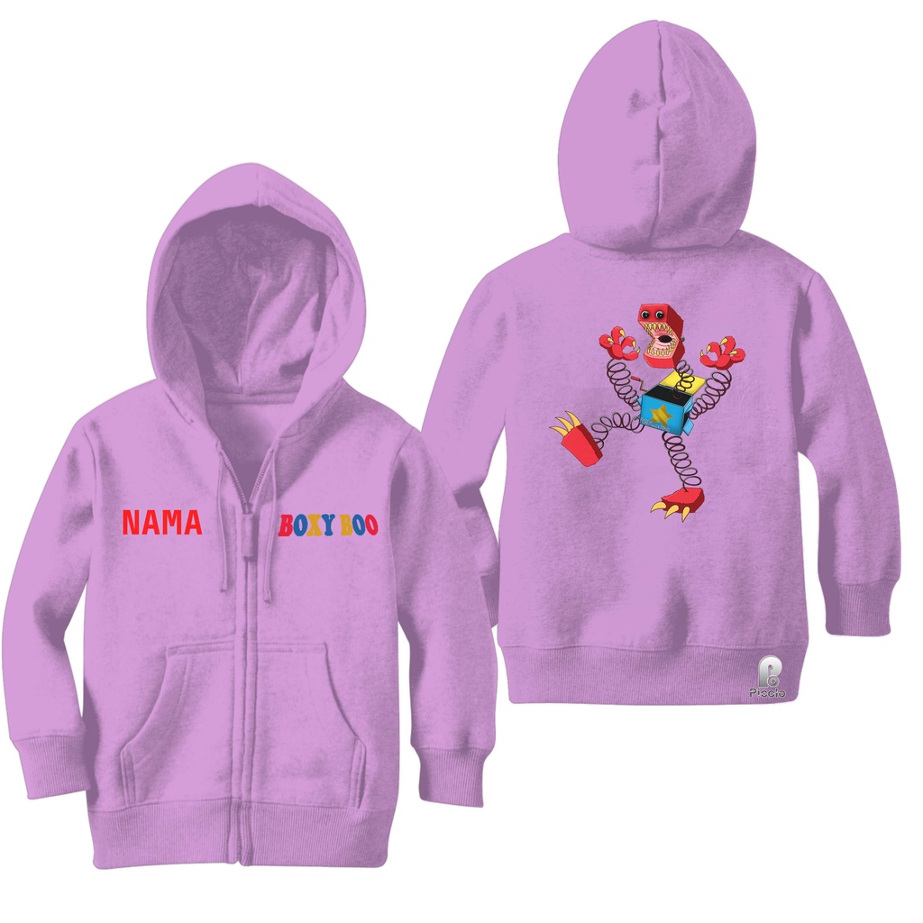 SWEATER HOODIE ZIPPER ANAK MOTIF BOXY BOO UNISEX (FREE NAMA)