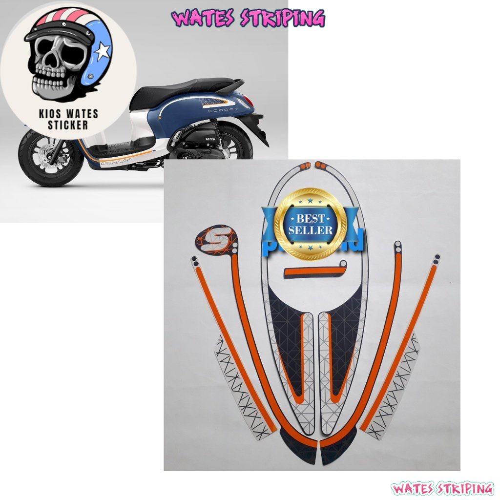 Striping Decal Polet Sticker motor motor honda scoopy fashion 2022 2023 Matte Blue