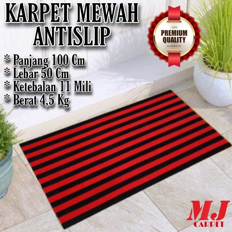 Karpet Keset Karet Motif Bludru Garis Mewah 50x100cm 11mm Anti Slip