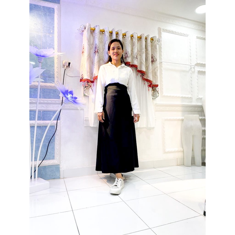 Rok Kerja Line A Maxi Skirt Wanita Panjang Size S,M,L,XL | Rok Basic Highweist