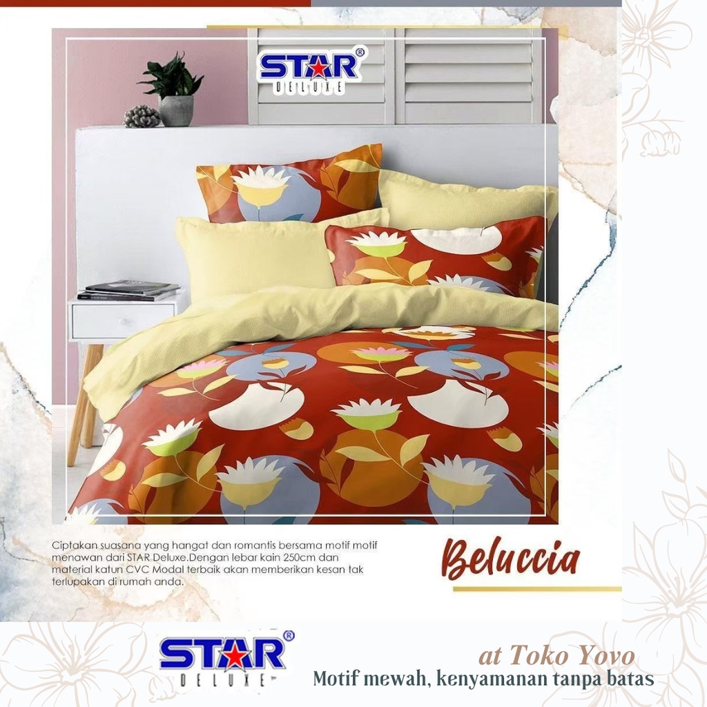 Sprei Katun Halus Anak Star Beluccia Circle Merah Red Maroon Seprei