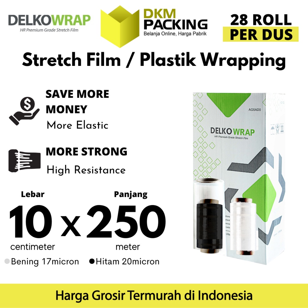 

Stretch Film 10cm x 250m Plastik Wrapping DELKO WRAP TERMURAH /DUS