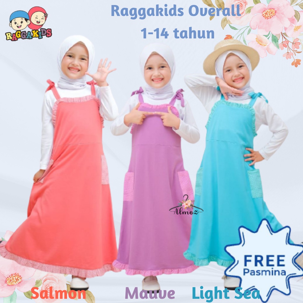 Setelan over all anak free pashmina Raggakids Rg57