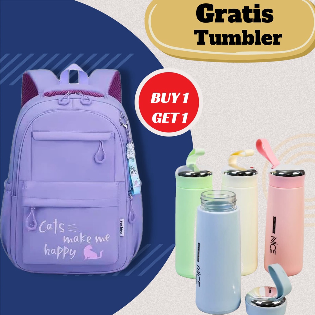 tas sekolah anak perempuan backpack sekolah anak tk sd smp sma kuliah Tas Ransel Anak Cats Girl