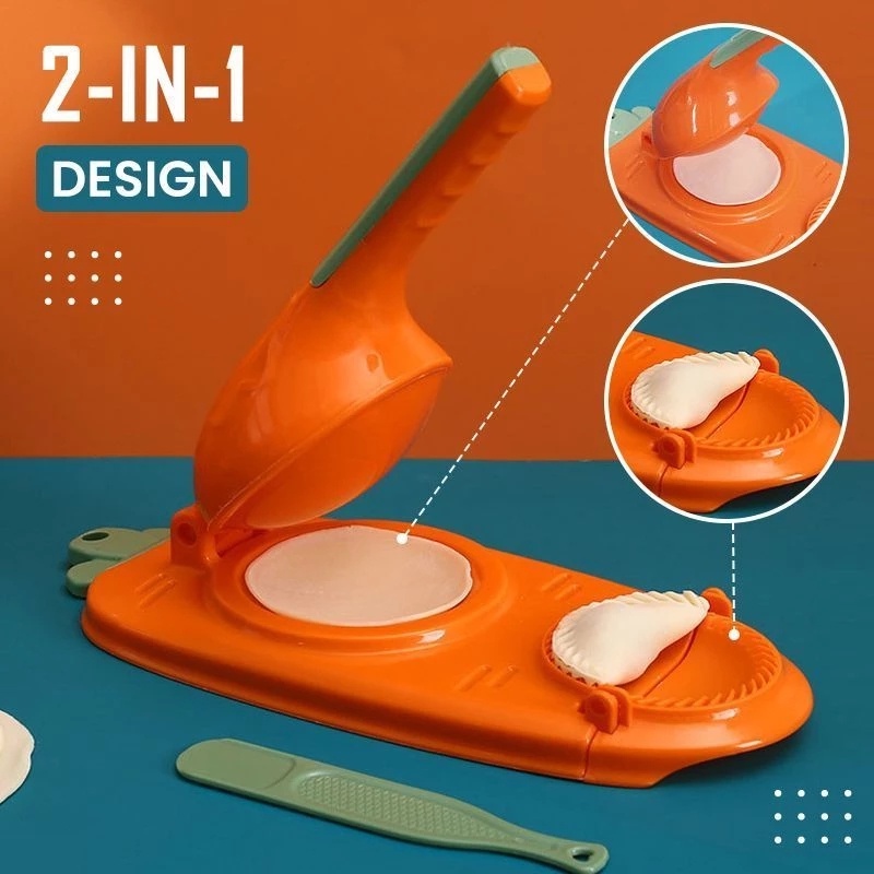 2in1 Peningkatan Praktis Dumpling Press Cetakan Pembungkus Kulit Pangsit Manual DIY Alat Penekan Adonan Dumplings Maker Portable Perlengkapan Dapur Rumah Tangga