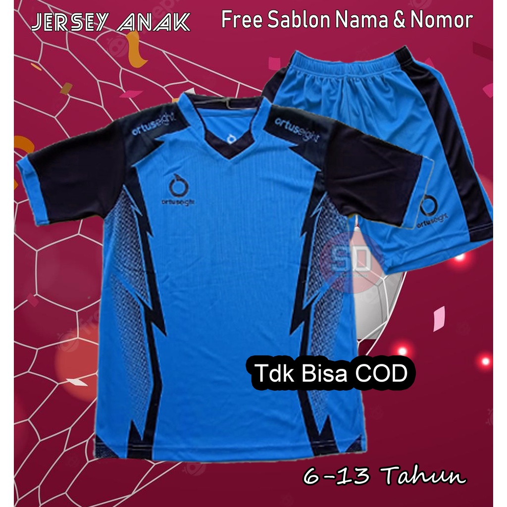 Jersey Baju Anak Laki Laki Perempuan 6-13 Tahun Free sablon Nama dan Nomor Punggung
