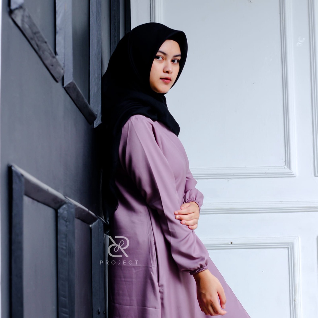 GF02 ~ ARSEN DRESS size S M L XL fashion muslim basic stylish remaja MILENIAL ( GREY )