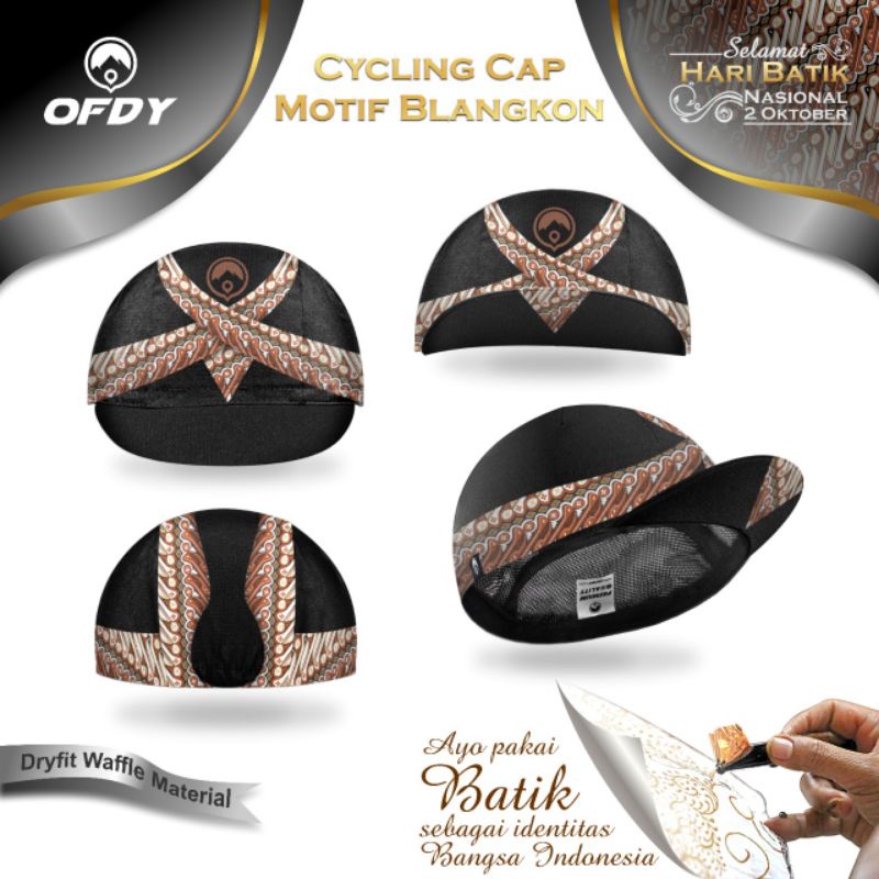 OFDY Cycling cap dryfit two layer topi sepeda motif batik blangkon