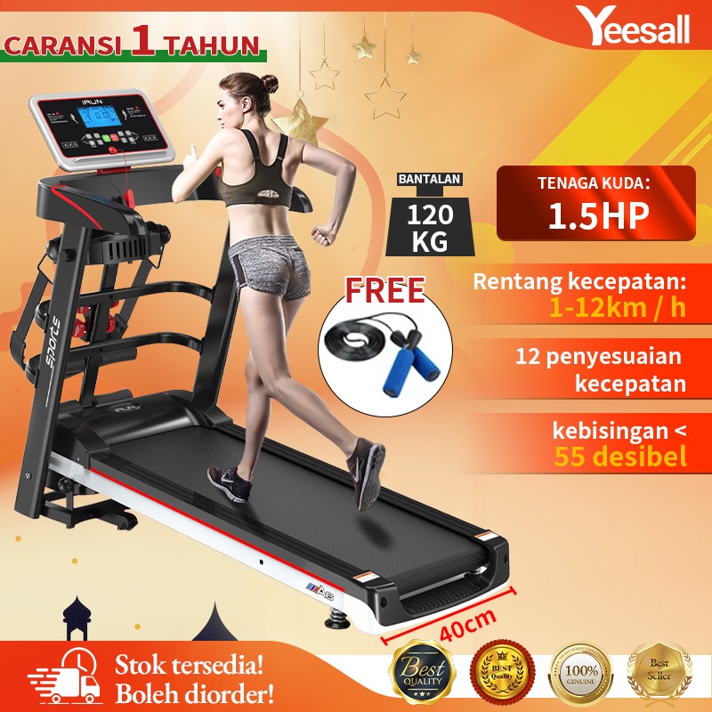 YEESALL Treadmill rumah kebugaran lipat multifungsi mini treadmill listrik A6S