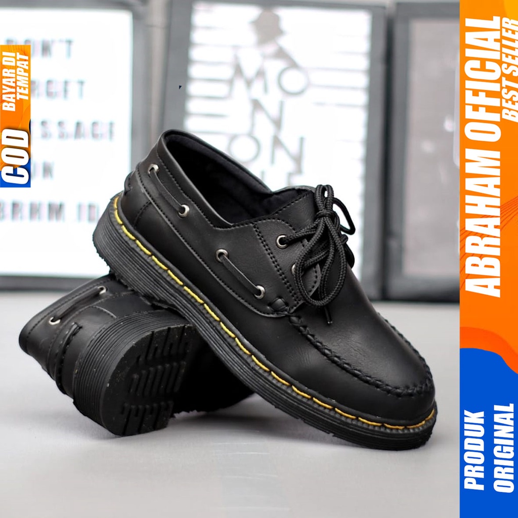 Sepatu Formal Pria Pantofel Docmart Low Boots Kerja Hitam Abraham HUGO