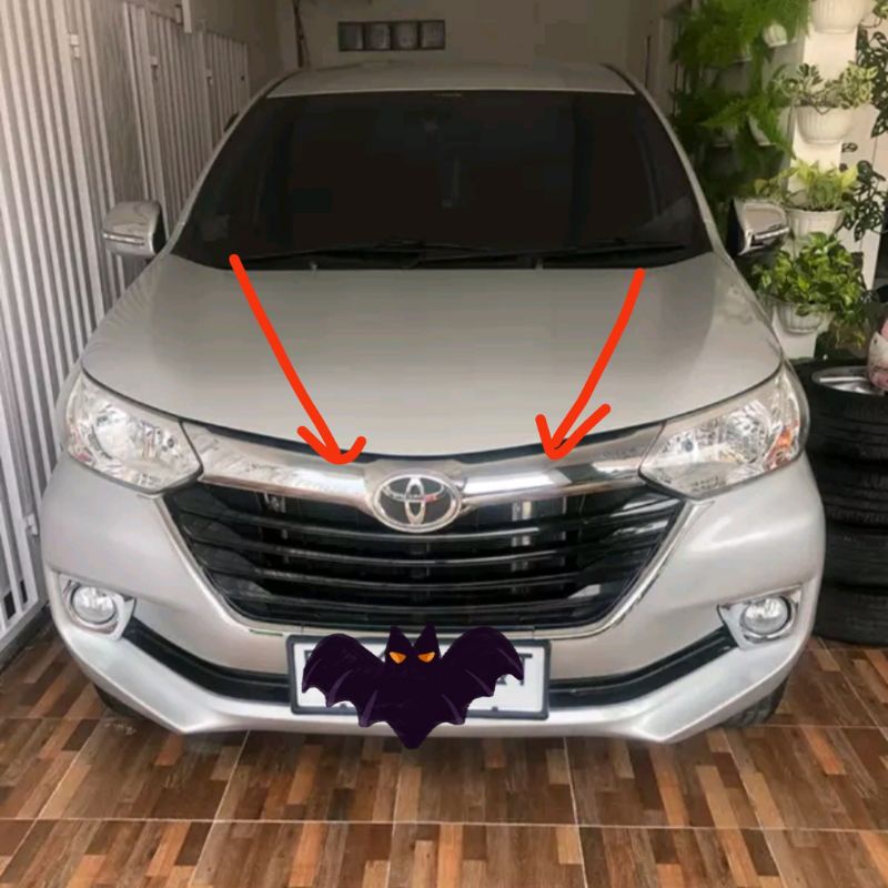 lis list grill grille depan kap mesin toyota grand avanza / great xenia 2015 2016 2017 2018 barong CHROME CROME tempel