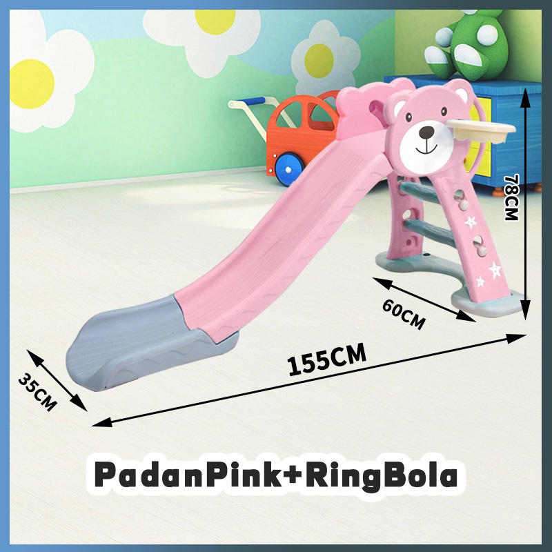 Sophia Perosotan Anak Mainan Anak Slide + Ring Basket Taman bermain keluarga -Mainan kombinasi kecil anak-anak