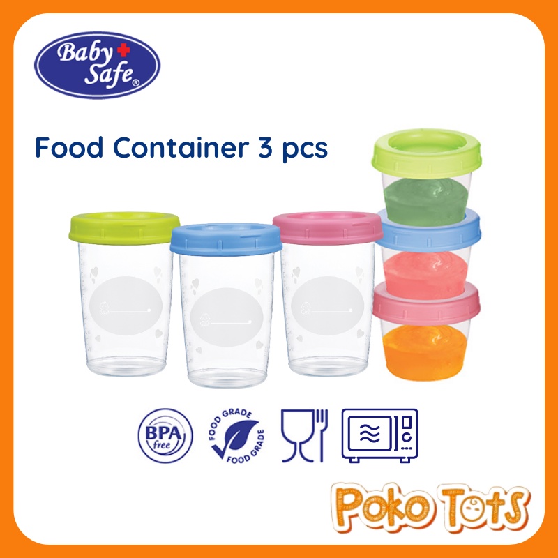 Baby Safe Food Containers isi 3 pcs Tempat Wadah Makanan Bayi Baby Food Storage Container