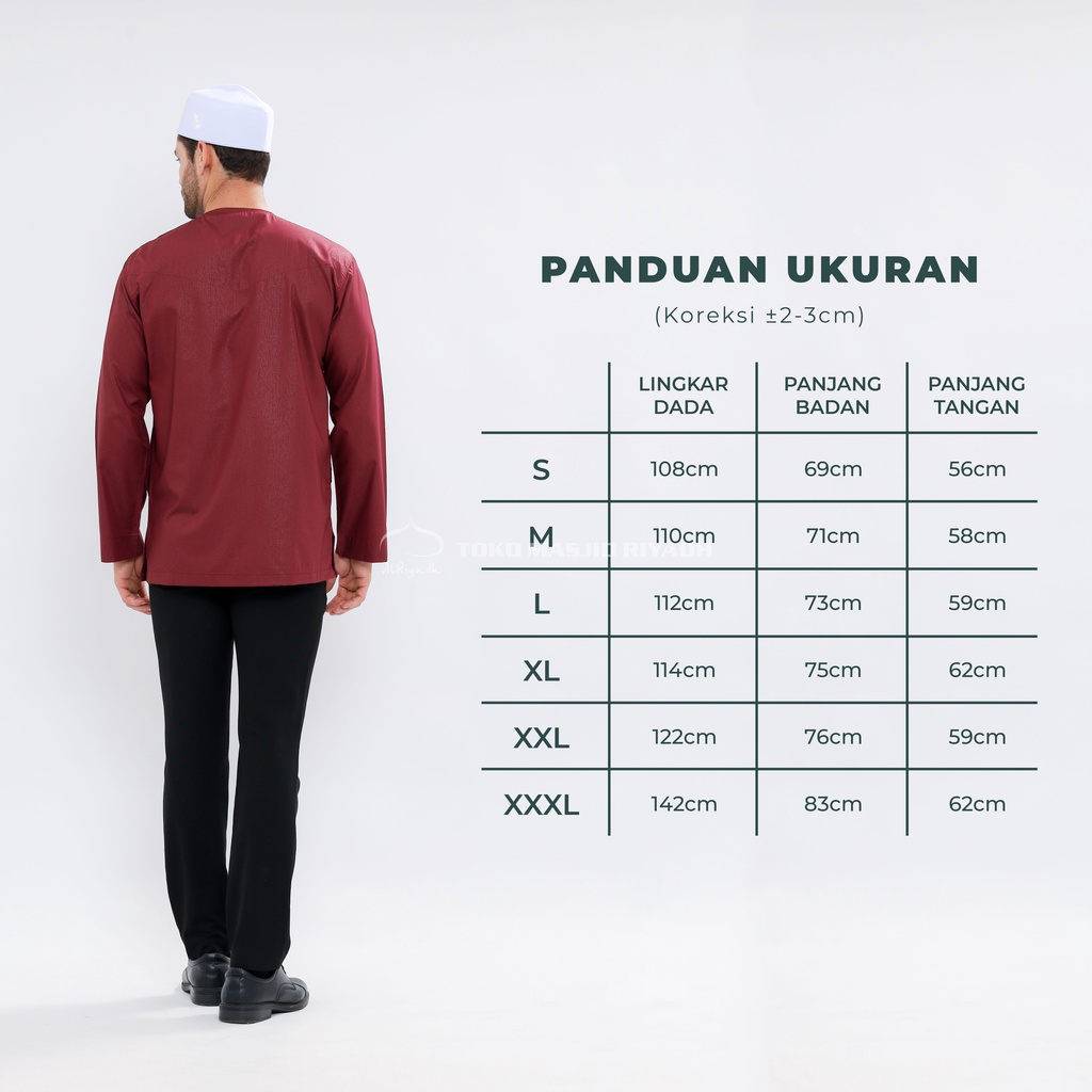 Baju Koko ZAWEEYA Mumtaz Series Model Omani Emboss Polos Putih Warna