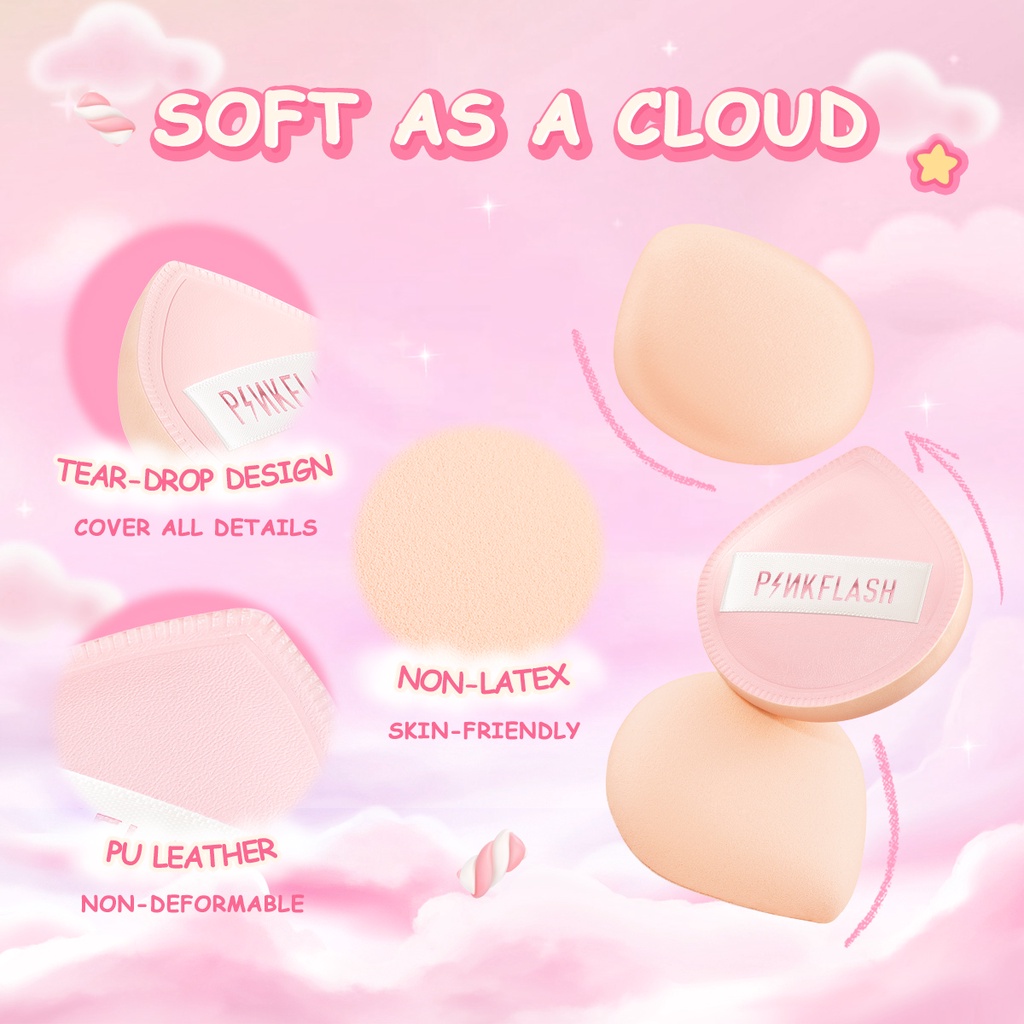 PINKFLASH Double-Side Use Puff Air cushion Soft Cosmetic Puff Comfortable Touch Marshmallow Teardrop Puff Tools