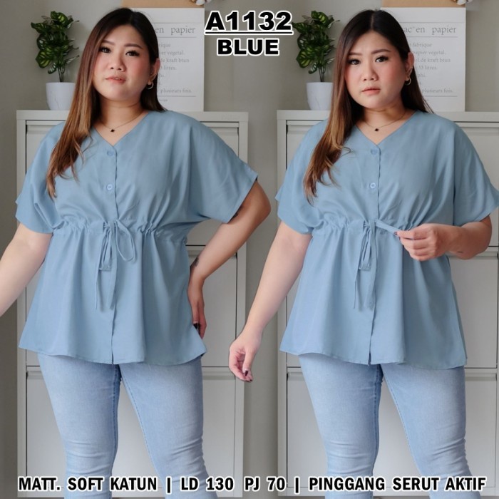 Diskon Baju Kerja Wanita Jumbo Xxxl Ld 130 Atasan Wanita Blouse Lengan Pendek