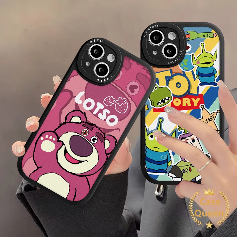 IPHONE Casing Ponsel Kartun Strawberry Bear Losto Kompatibel Untuk Iphone14 13 11 12 Pro MAX XR 14plus 6 6s 7 8 Plus X XS MAX SE 2020 Toy Story Lucu Lembut TPU Penutup Belakang