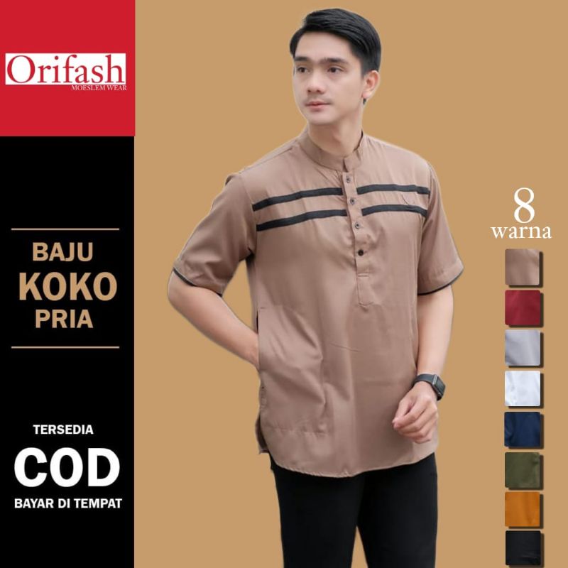 Baju Koko Kurta Lengan Pendek Baju Koko Fashion Muslim Pria Dewasa Terbaru Bahan