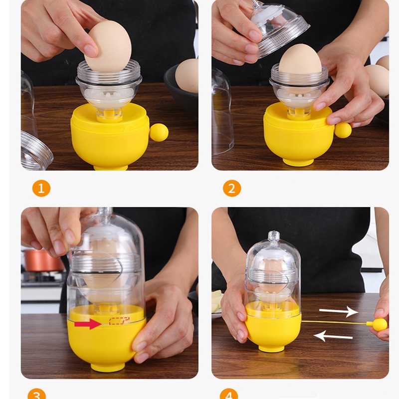 Untuk Mencampur Telur Manual Tali Tarik Bertenaga Golden Egg Maker Portable Pengaduk Telur Kuning Putih Gadget Dapur Egg Scrambler Shaker