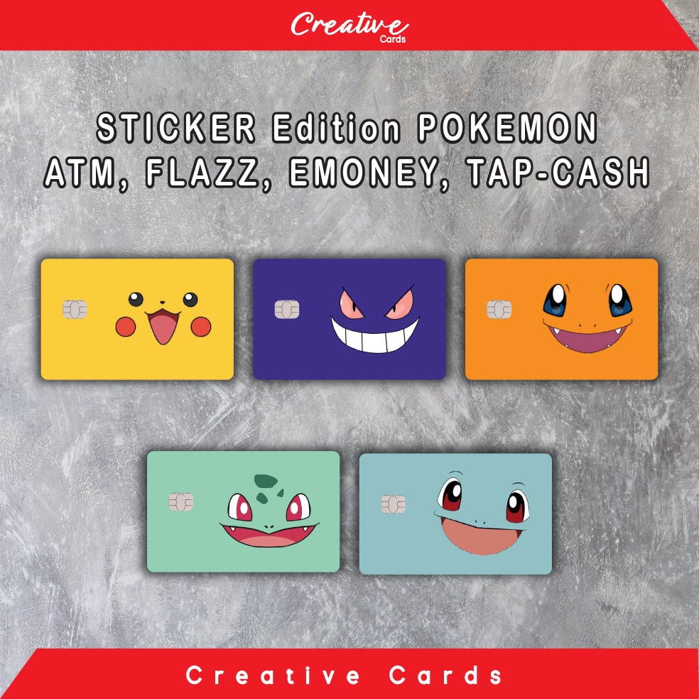 

Sticker Kartu Atm Skin Card - POKEMON Edition Vinyl + Laminating Glossy Debit Credit Emoney, Flazz, Etoll dll