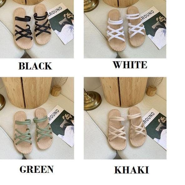 Sandal Wanita Tali EF01 / FlatShoes Women Fashion Roman Cross Straps Flat Sandals Real Pict ACC