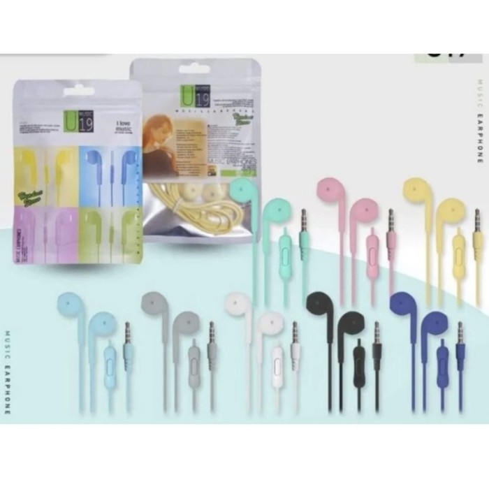 Headset U19 MACARON Handsfree Earphone Hifi Stereo Extra Bass Murah