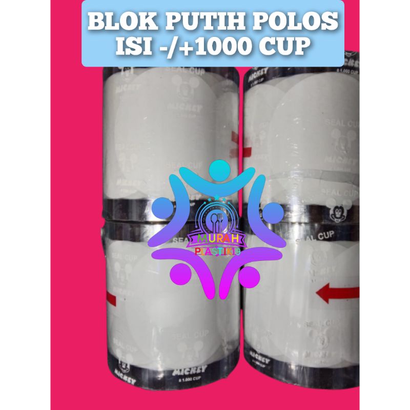 PLASTIK LID CUP SEALER CUP SEAL CUP 1000 CUP BLOK PUTIH POLOS TANPA MOTIF
